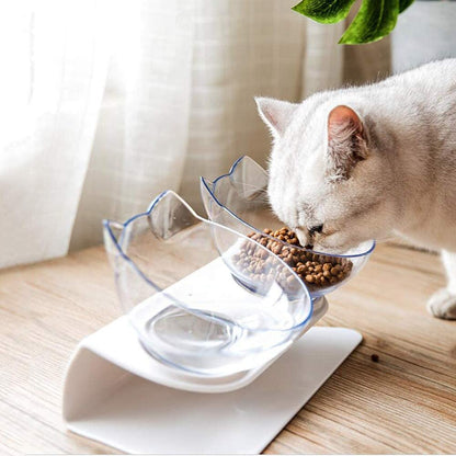Elevated Cat Feeder Stand with Clear Bowl