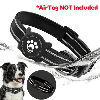 Taakcc Reflective Dog Collar with Luminous AirTag Holder, Waterproof Soft Padding, and Safety Buckle - AirTag Tracker Case for Dogs