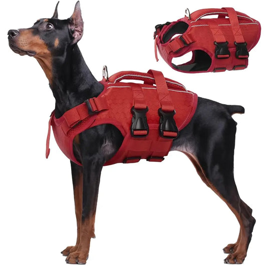 Kuoser Dog Life Jacket High Buoyancy, Reflective Dog Life Vest for Swimming Boating, Adjustable Small Medium Large Dog Lifejacket, Lightweight Dog Life Preserver Rescue Handle Spring Summer Pool