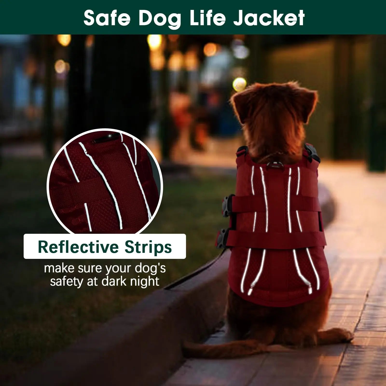 Kuoser Dog Life Jacket High Buoyancy, Reflective Dog Life Vest for Swimming Boating, Adjustable Small Medium Large Dog Lifejacket, Lightweight Dog Life Preserver Rescue Handle Spring Summer Pool