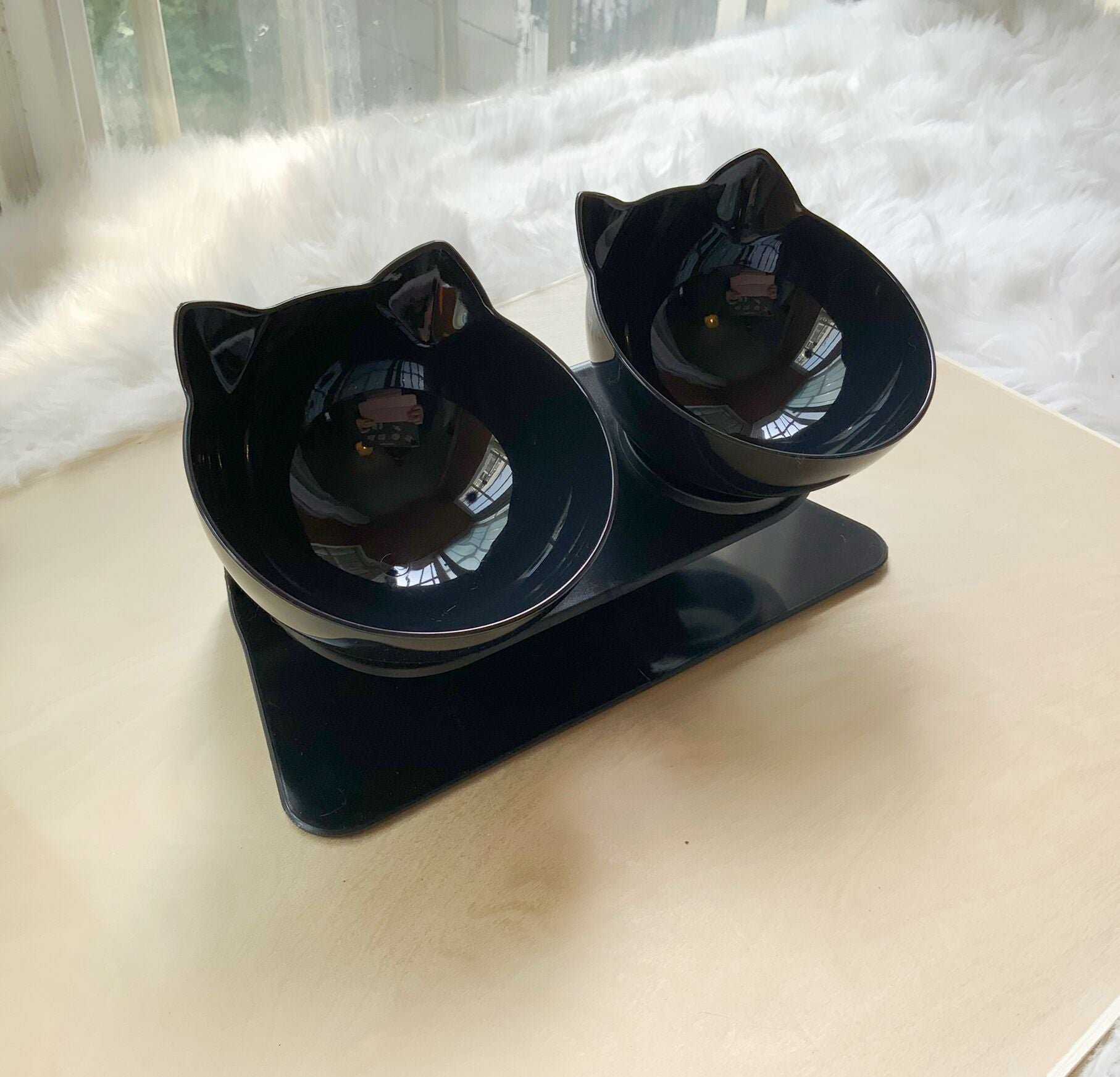 Elevated Cat Feeder Stand with Clear Bowl