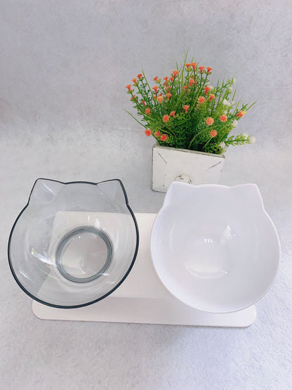 Elevated Cat Feeder Stand with Clear Bowl