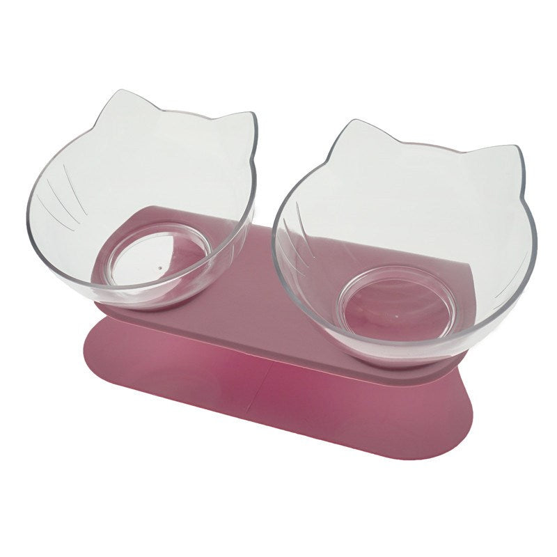 Elevated Cat Feeder Stand with Clear Bowl