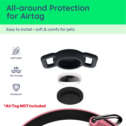 Taakcc Reflective Dog Collar with Luminous AirTag Holder, Waterproof Soft Padding, and Safety Buckle - AirTag Tracker Case for Dogs