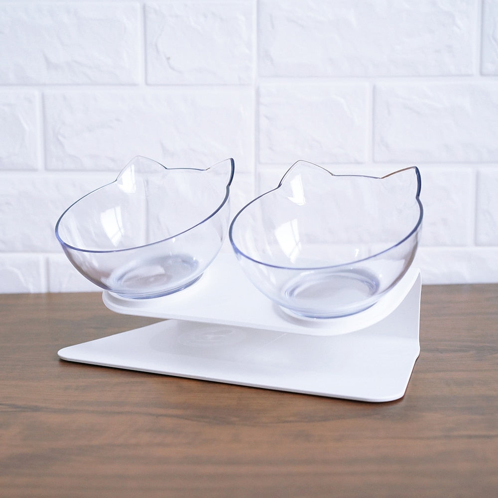 Elevated Cat Feeder Stand with Clear Bowl