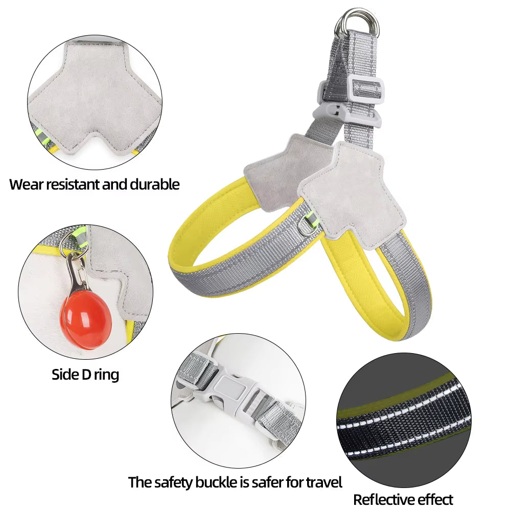 Reflective No-Pull Pet Harness for Small to Medium Dogs and Cats - Adjustable Vest for Puppies, Pugs, Chihuahuas, and Bulldogs