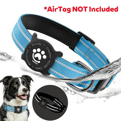 Taakcc Reflective Dog Collar with Luminous AirTag Holder, Waterproof Soft Padding, and Safety Buckle - AirTag Tracker Case for Dogs
