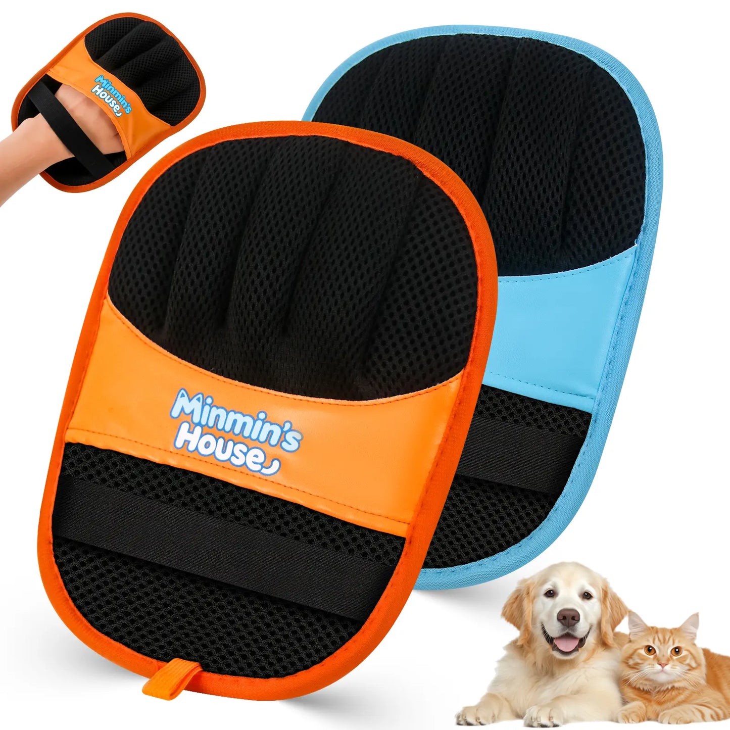 Minmin'S House Pet Hair Removal Glove for Cats & Dogs, Upgraded Five-Finger Electrostatic Pet Hair Glove, Reusable Magic Brush Pet Hair Remover Tool for Laundry, Couch, Carpet, Car Seat